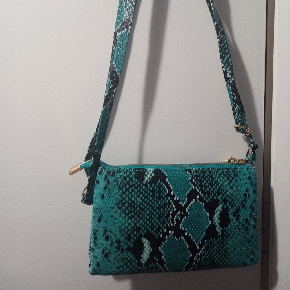 Teal Snake Print Women's Bag